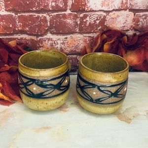 Vintage Tan Stonewear Saki Cups